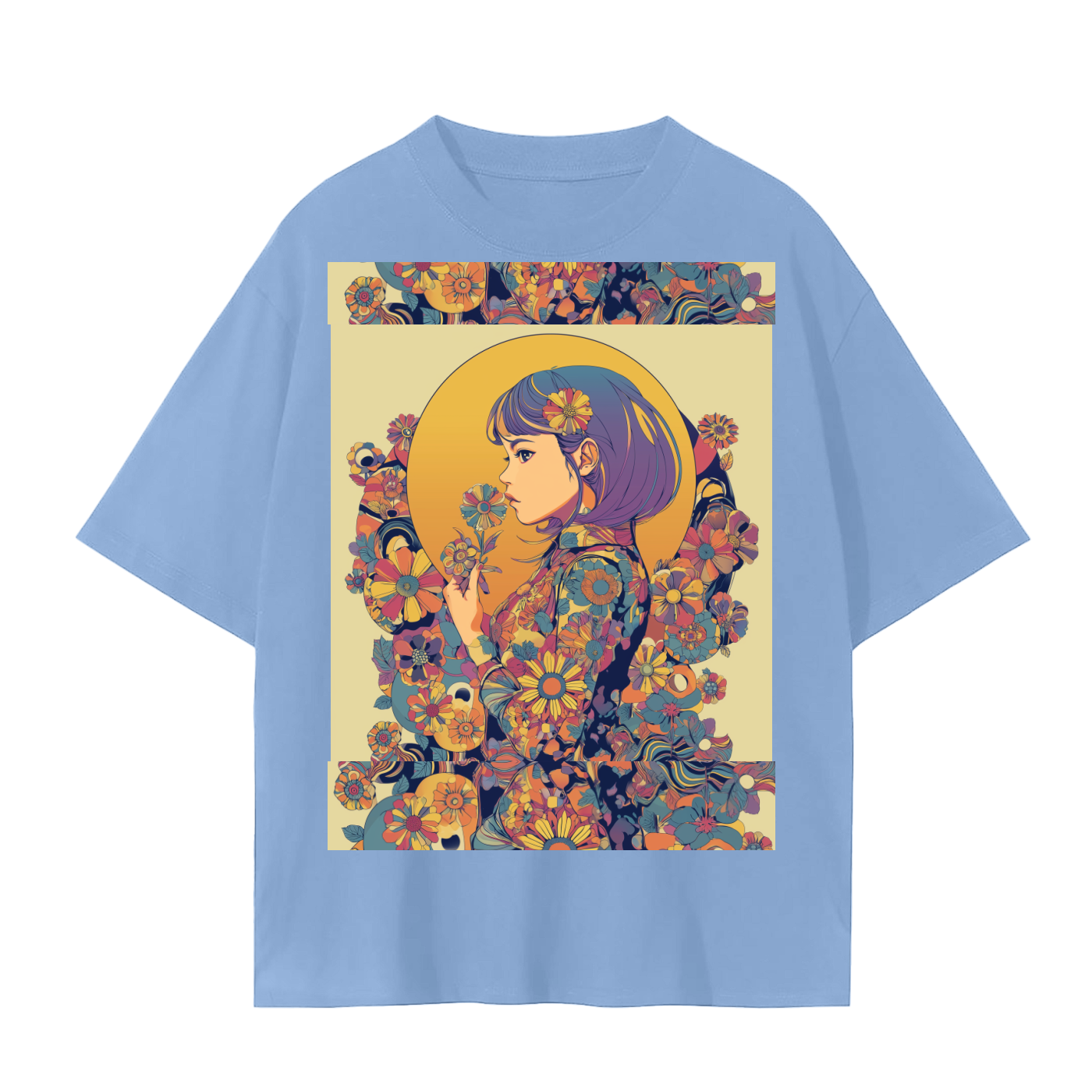 Retro Moon Boho Flapper Nouveau floral flower maiden Unisex Seamless T-Shirt