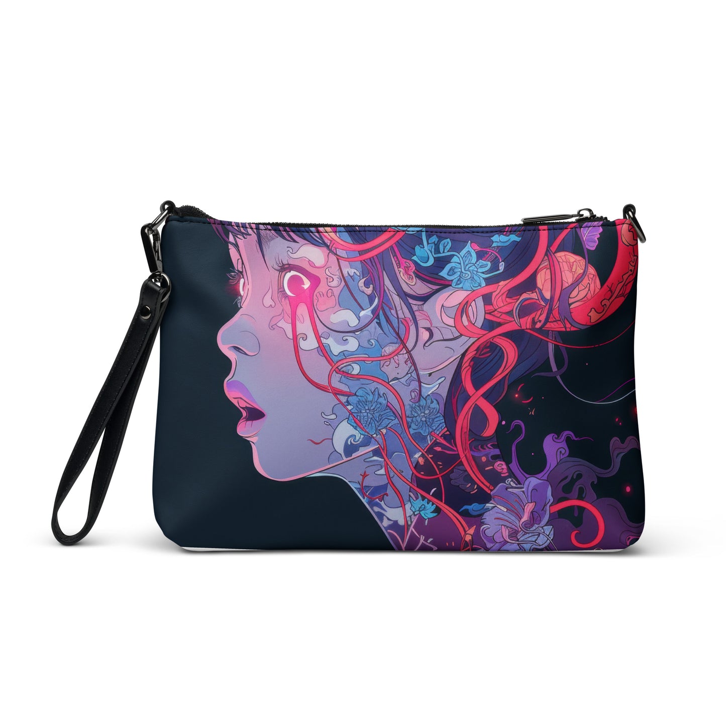 Wire UV Glow Neural network Floral Anime Lady Crossbody bag