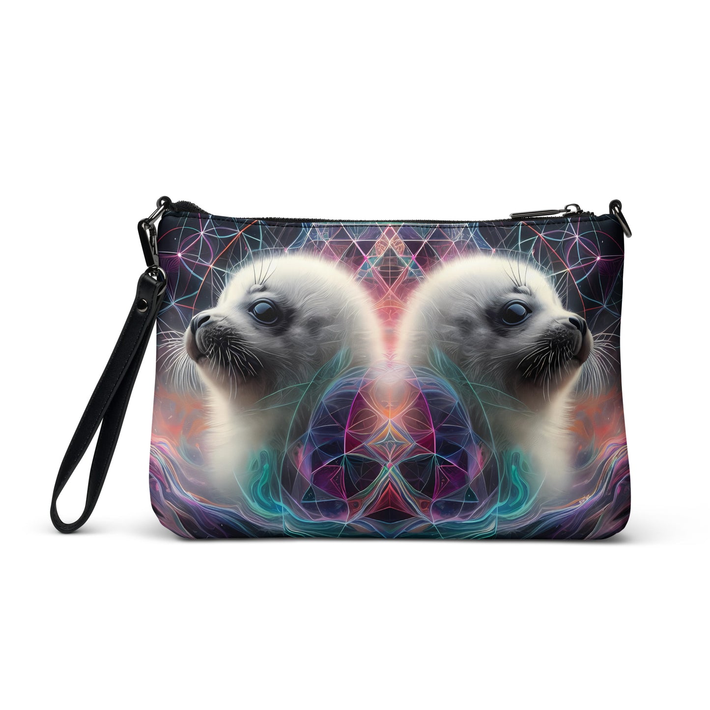 Harp Seal Rorshach Festival Fractal Geometry Reflection Crossbody bag