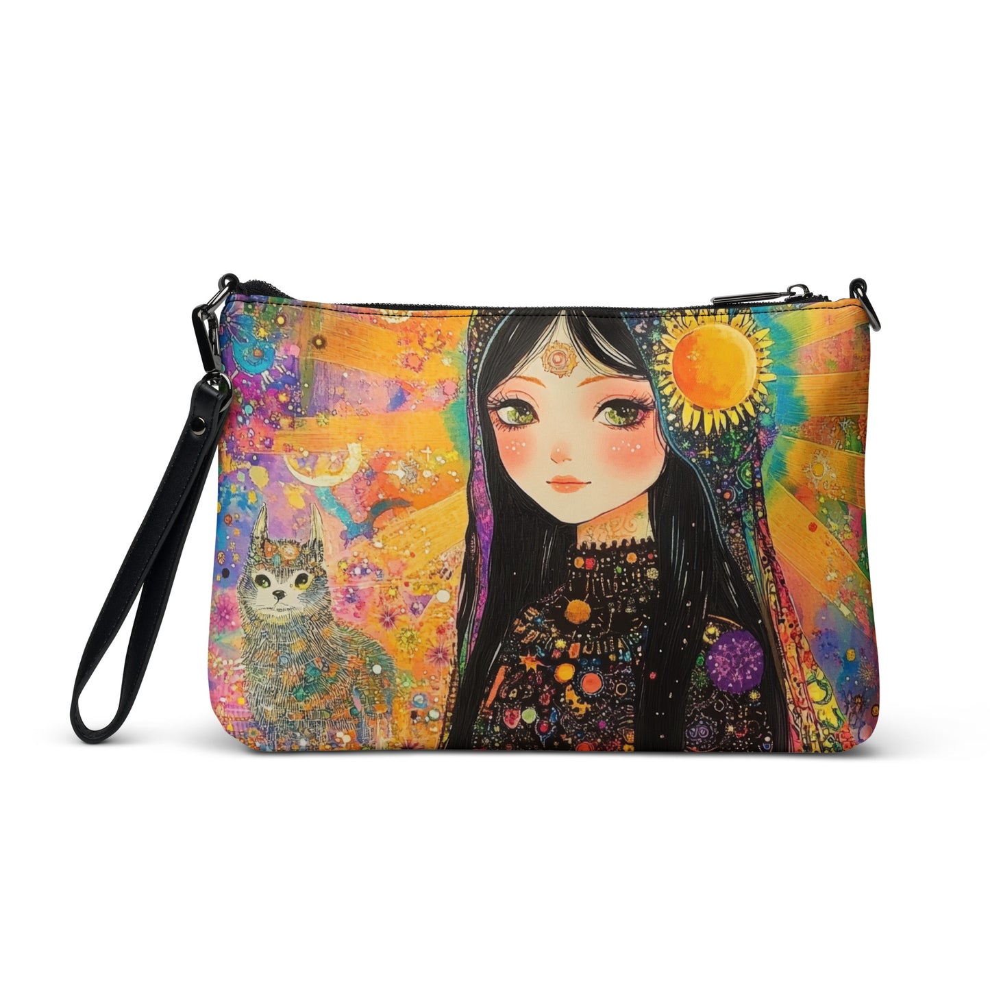 Ethereal Boho Abstract Rainbow Magic Sun Goddess Crossbody bag