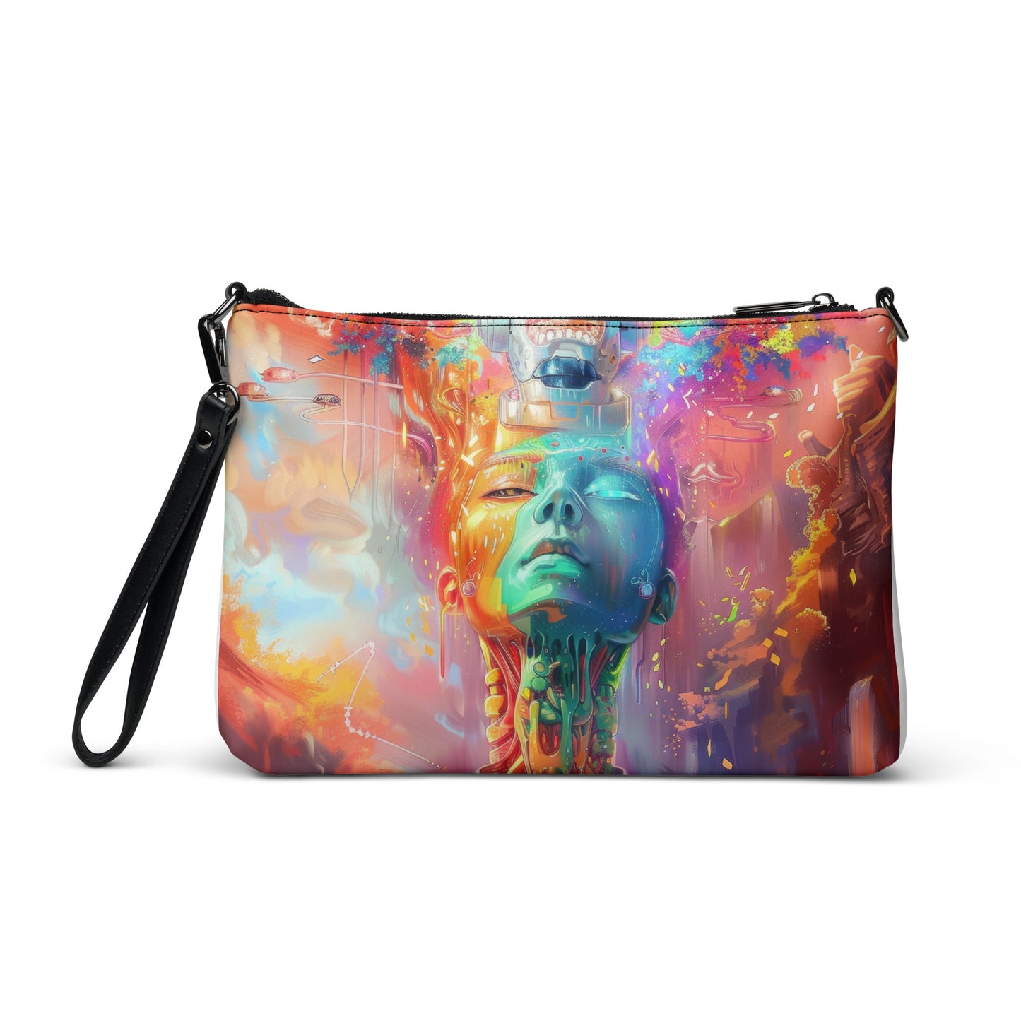 Color Sky Cloud Pastel Face Drip Transformation Crossbody bag