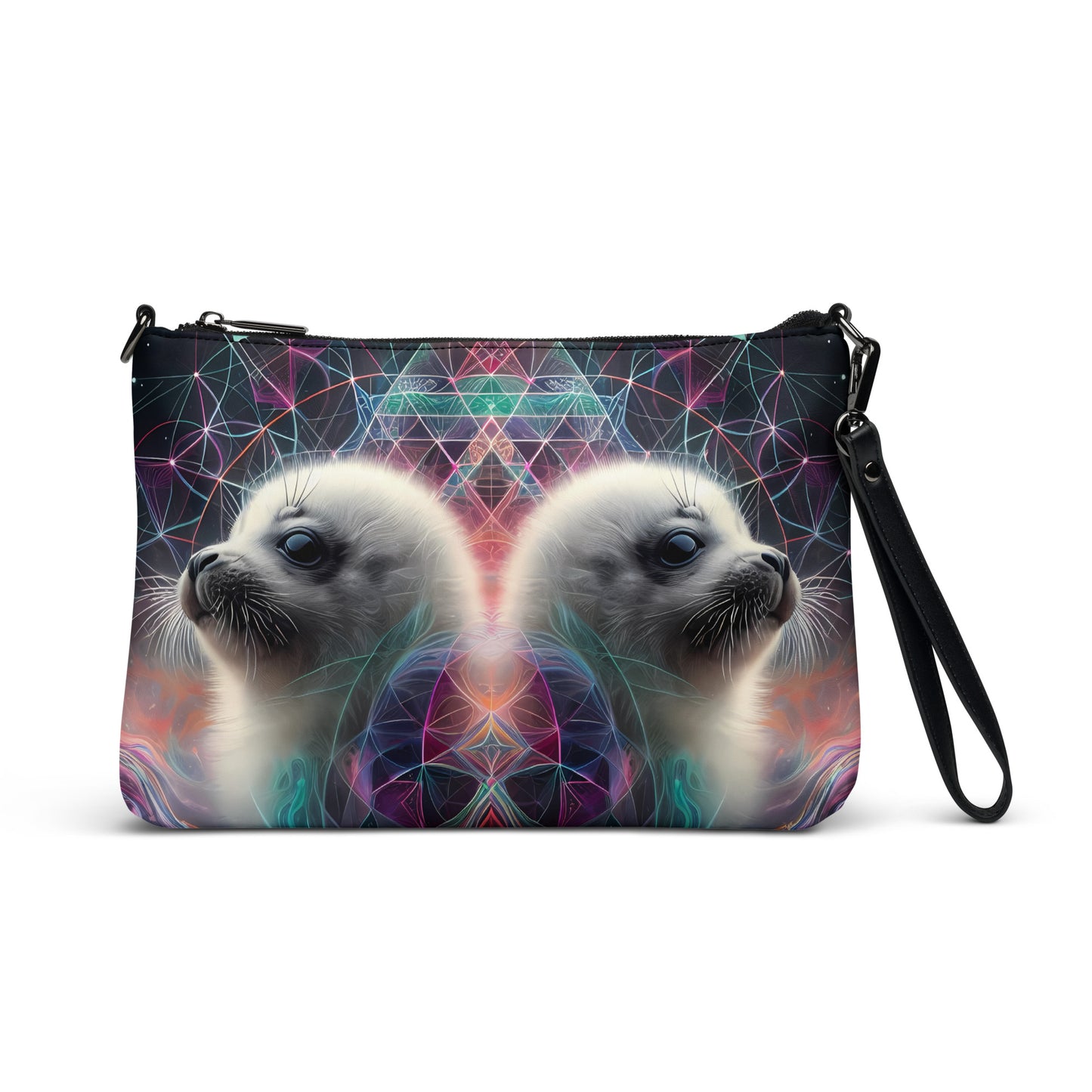 Harp Seal Rorshach Festival Fractal Geometry Reflection Crossbody bag