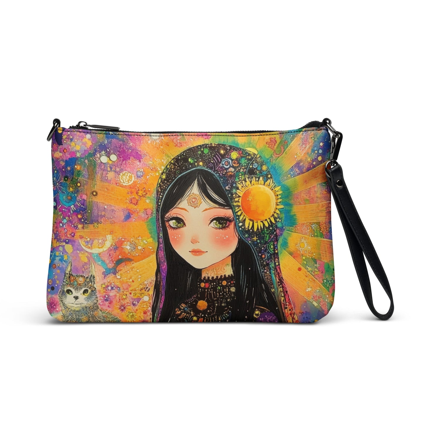 Ethereal Boho Abstract Rainbow Magic Sun Goddess Crossbody bag