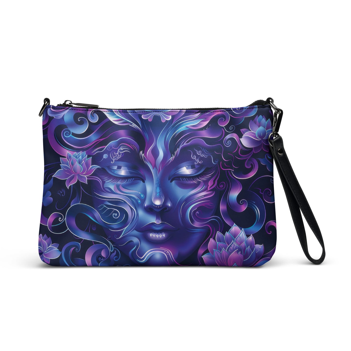 Purple Woodland Face Swirl Goddess Crossbody bag