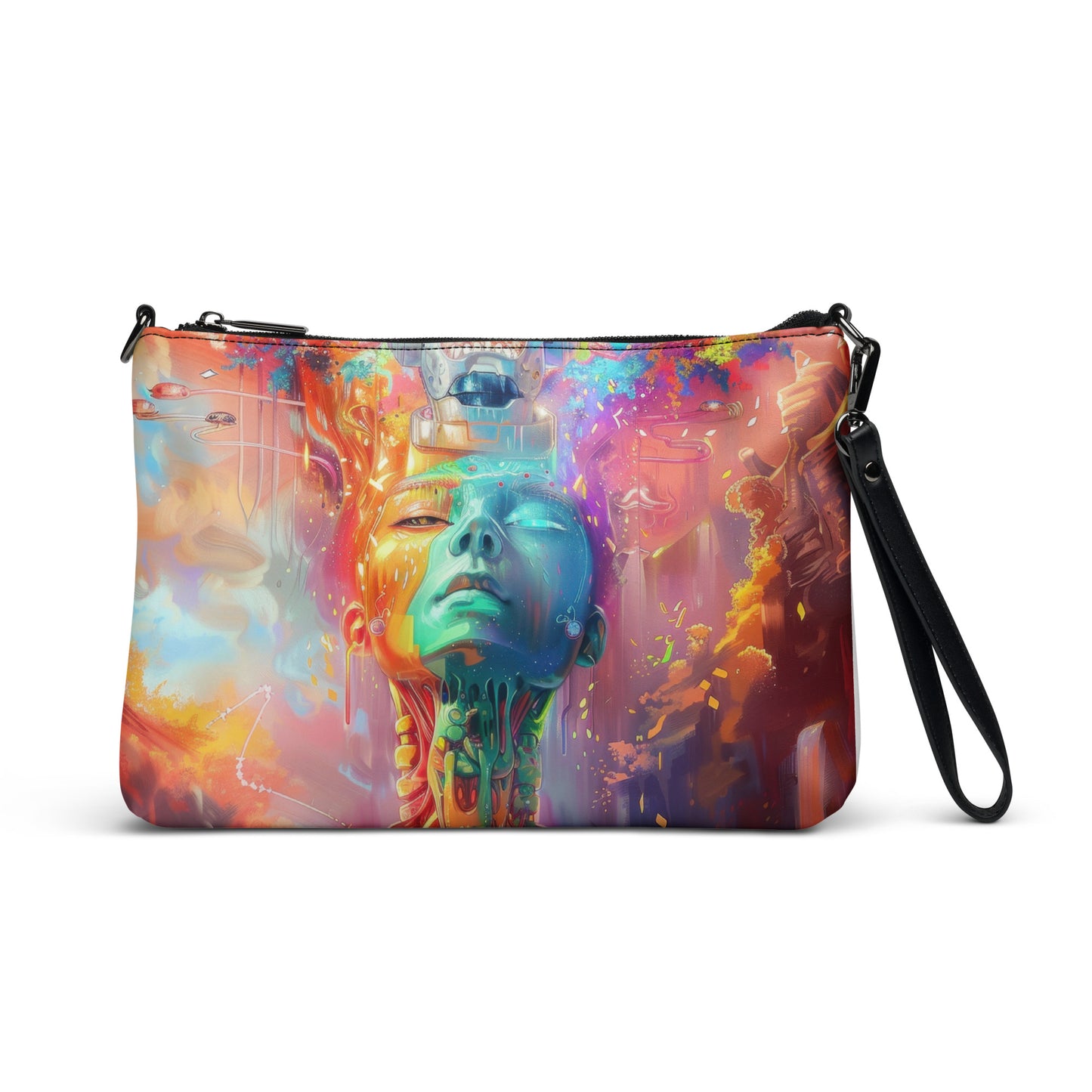 Color Sky Cloud Pastel Face Drip Transformation Crossbody bag