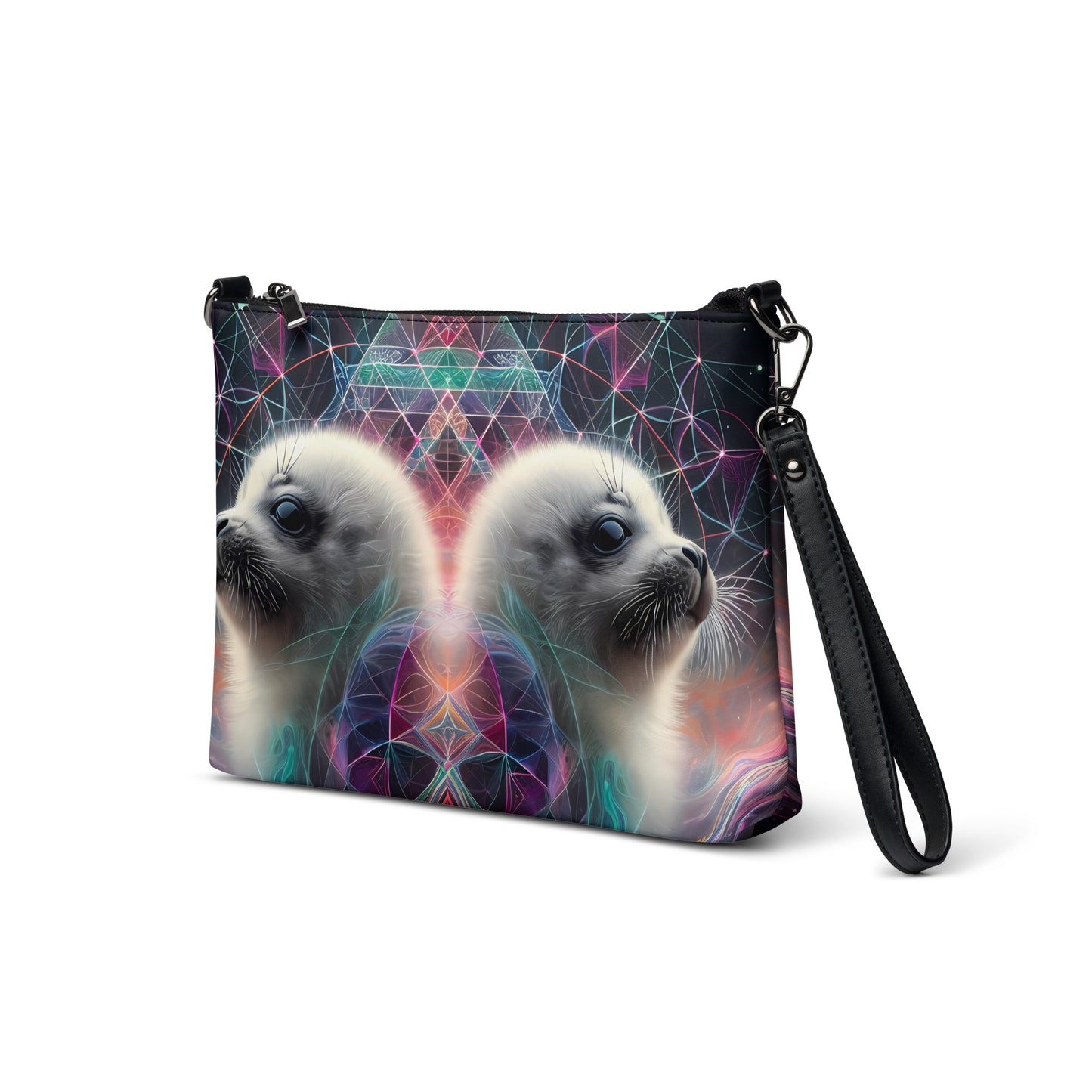 Harp Seal Rorshach Festival Fractal Geometry Reflection Crossbody bag