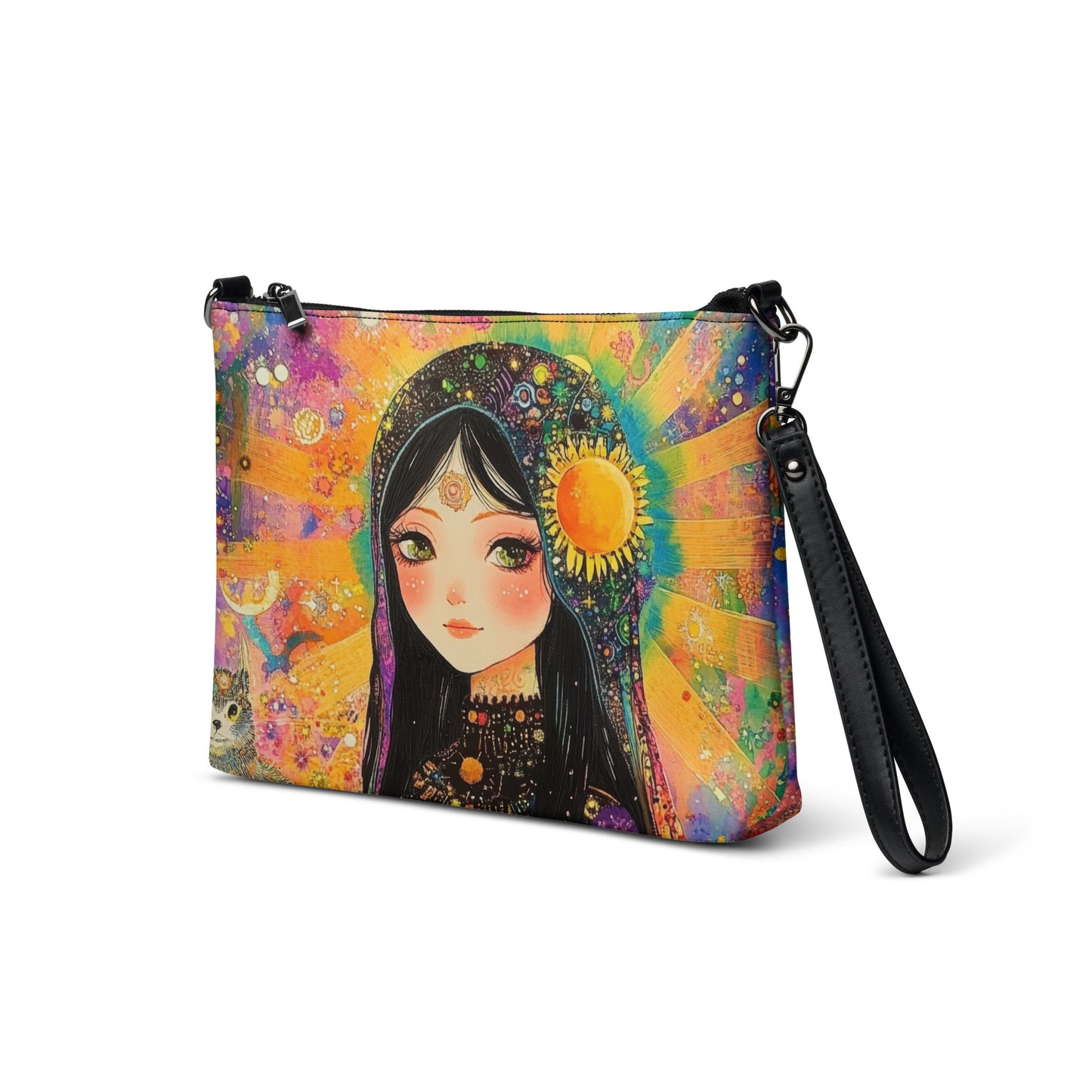 Ethereal Boho Abstract Rainbow Magic Sun Goddess Crossbody bag