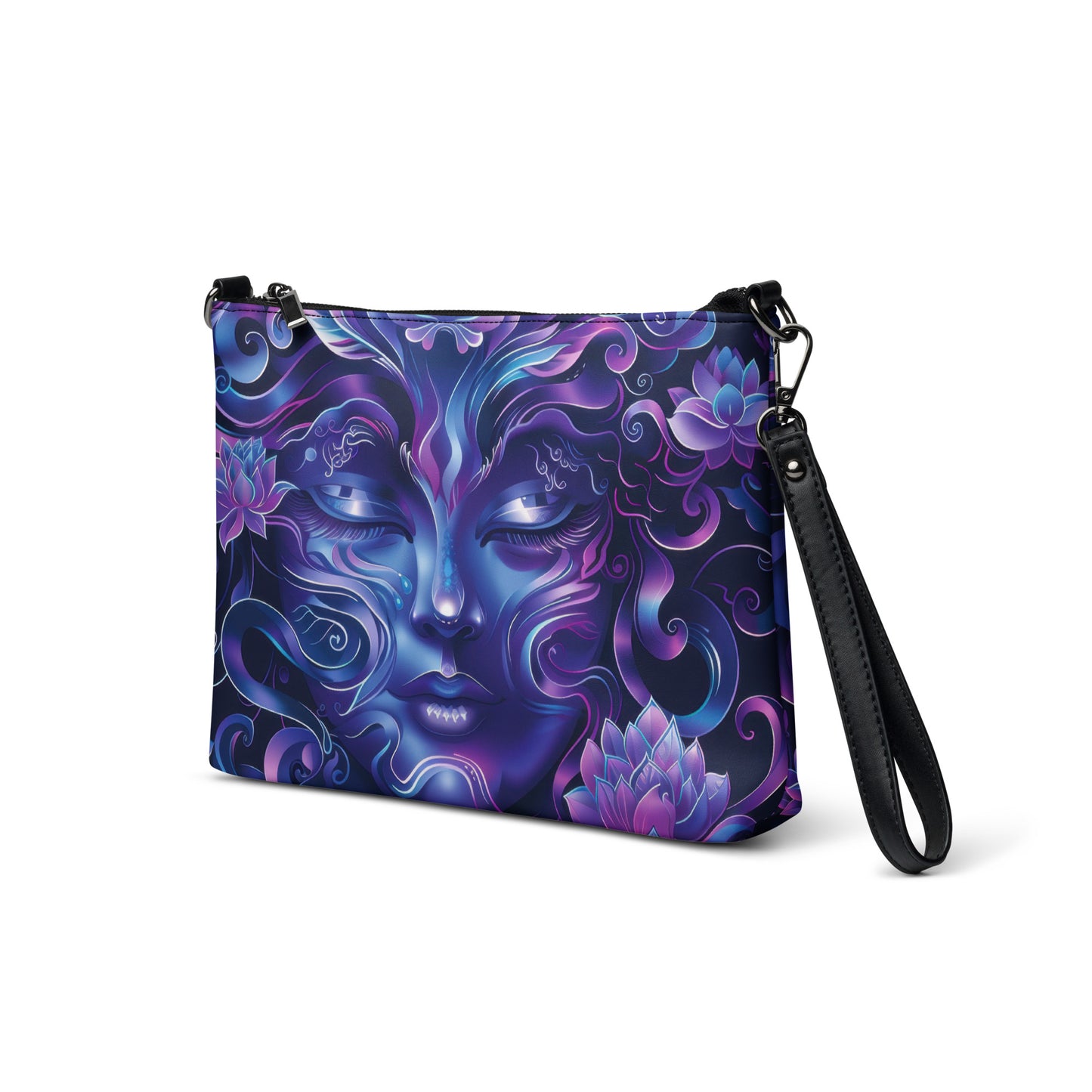Purple Woodland Face Swirl Goddess Crossbody bag