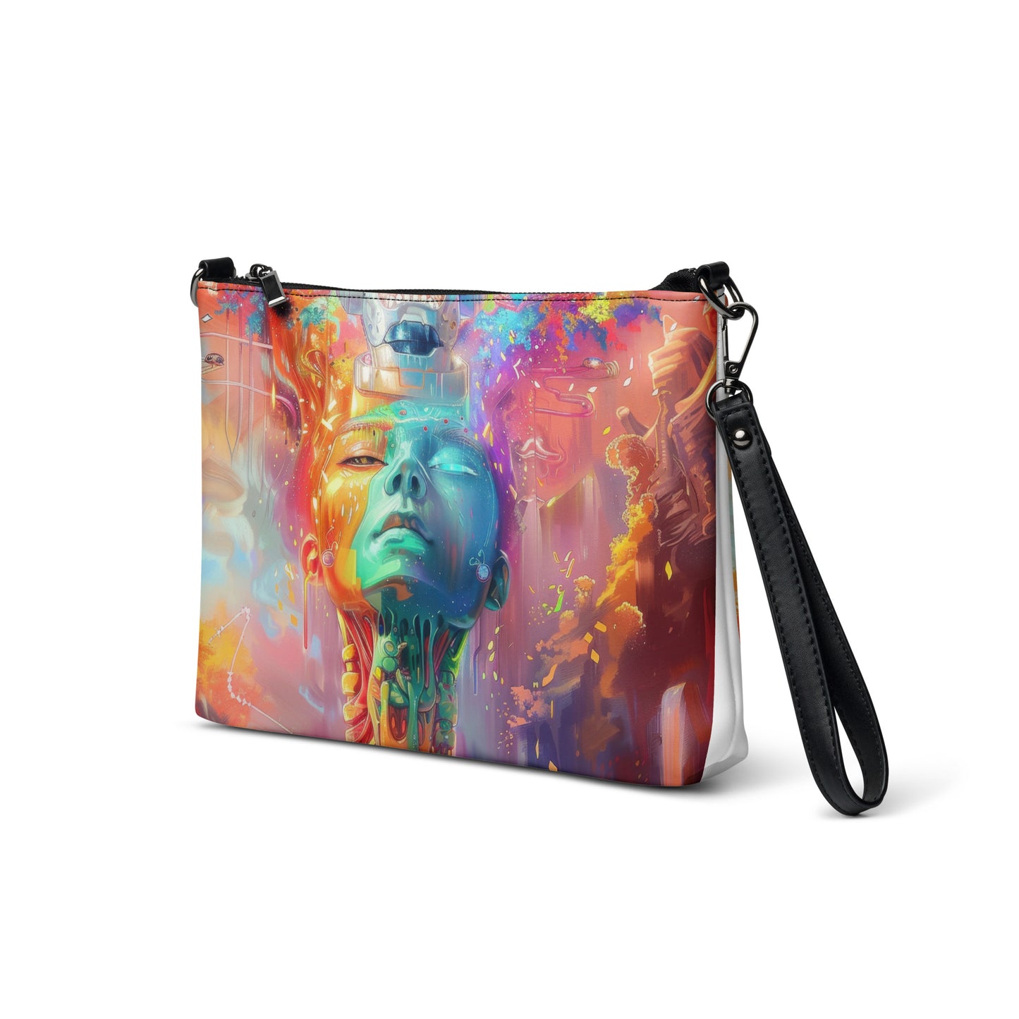 Color Sky Cloud Pastel Face Drip Transformation Crossbody bag