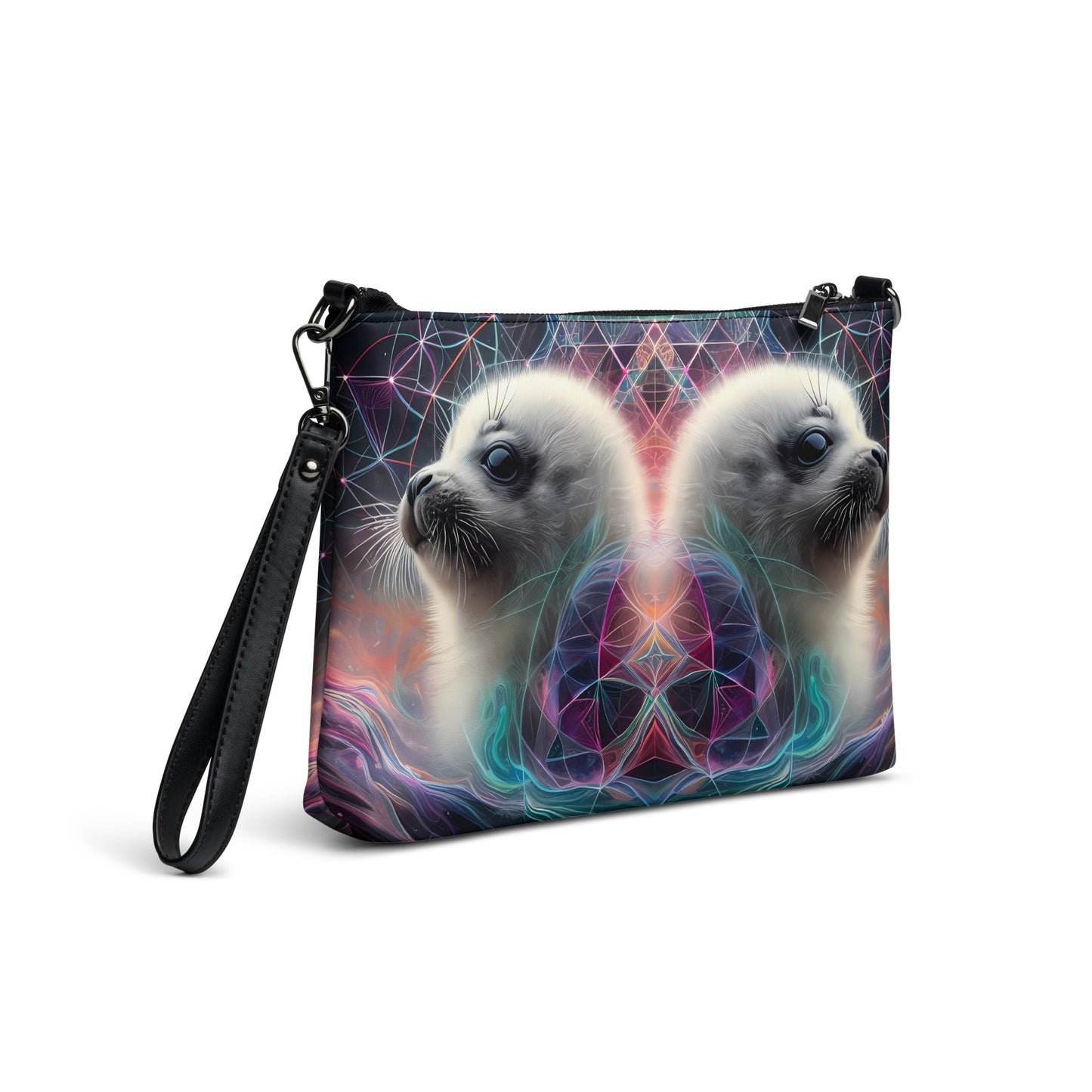 Harp Seal Rorshach Festival Fractal Geometry Reflection Crossbody bag