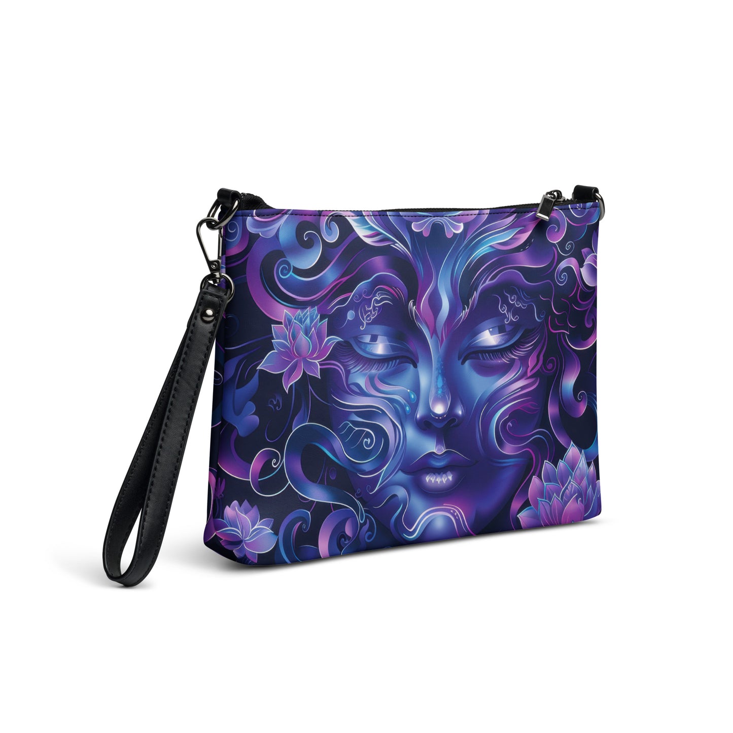 Purple Woodland Face Swirl Goddess Crossbody bag