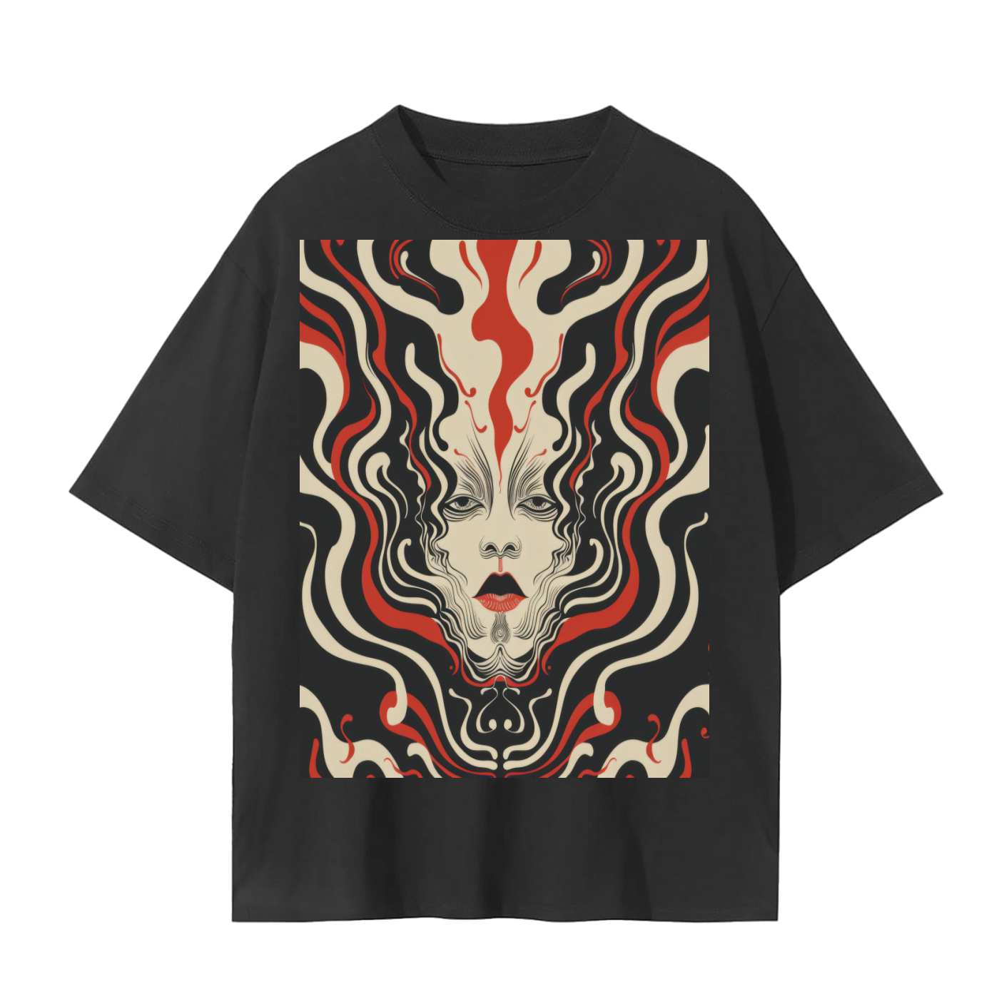 Psyche  Wave Art Nouveau Abstract Ilusion Mirror Mirage Face Unisex graphic abstract Tee Unisex Seamless T-ShirtUnisex Seamless T-Shirt