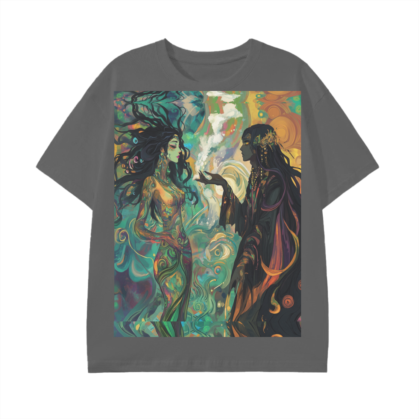Green Atlantean Akashic Goddess Meets Shaman Realm Wizard Psychedelic Festival EDM Graphic Unisex Classic T-Shirt