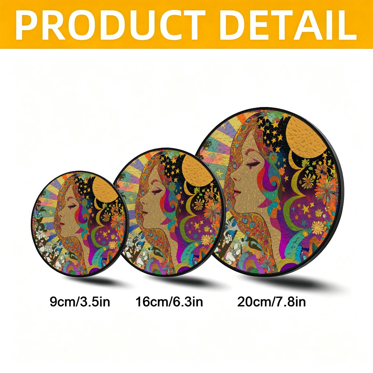Stained Glass Suncatcher Art Neveau Psychedelic Celestial Sun Moon Beam Love Goddess Window Hanging