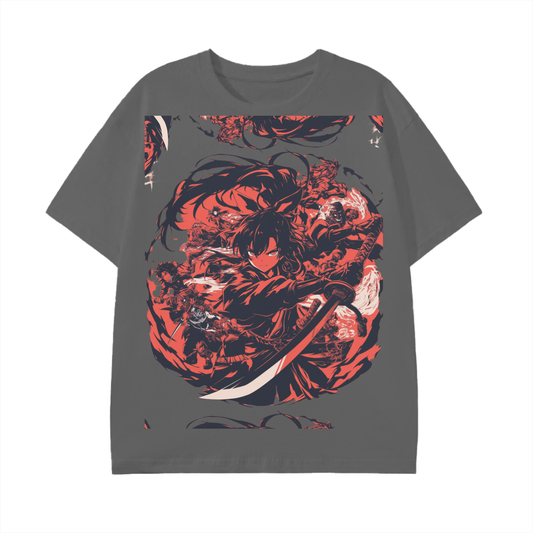 Red Sword Samurai Yokai Batte Smoke anime vision Slash Scene Graphic Shonen Unisex Classic T-Shirt - 180 GSM
