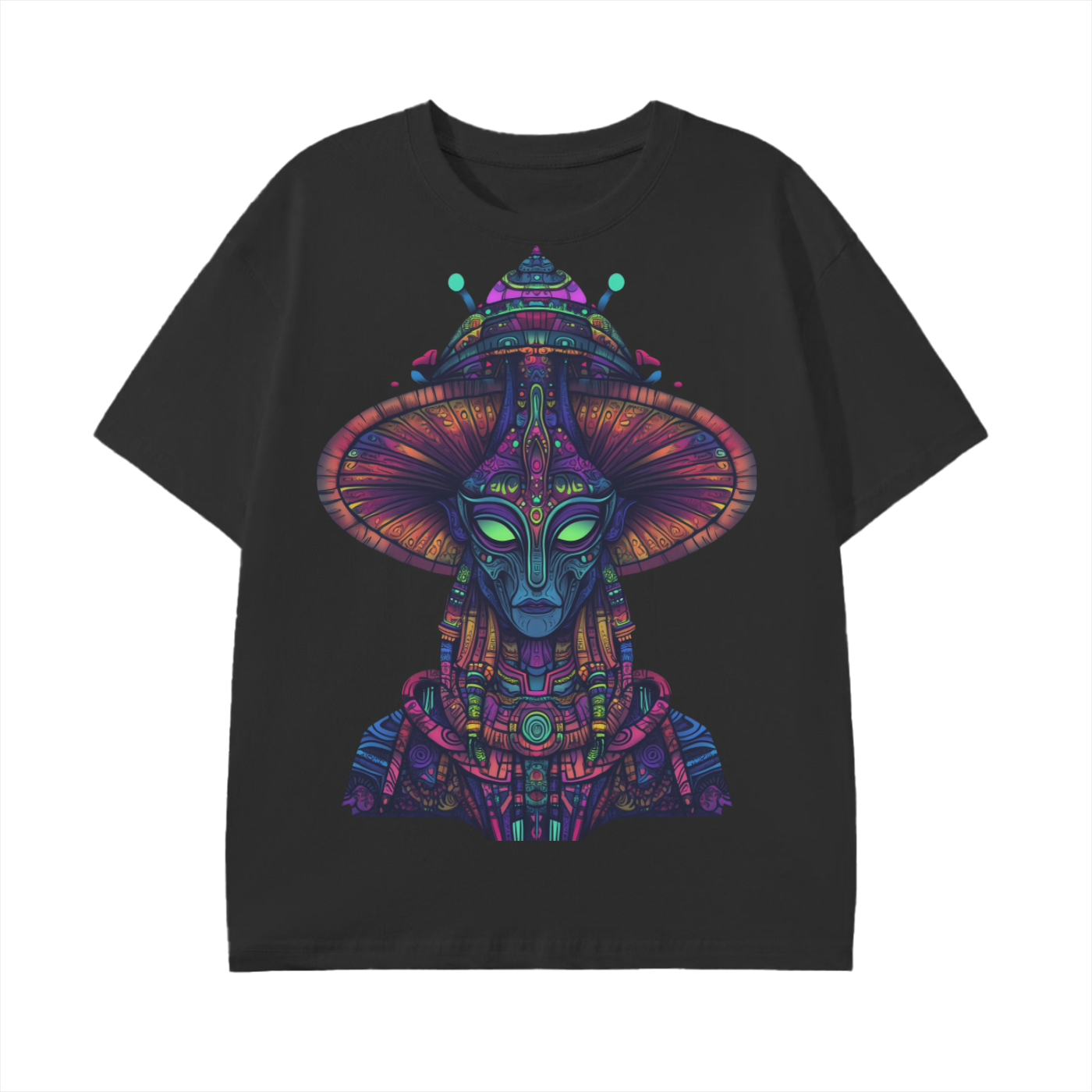 Amazonian Neon Tribal Shaman Mushroom Alien Graphic Festival Unisex Classic T-Shirt