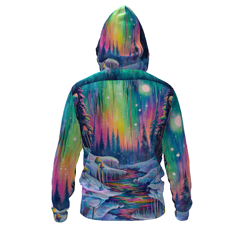 Winter Aura Borealis Psychedelic Scene All-Over Print Men's Zip Hoodie