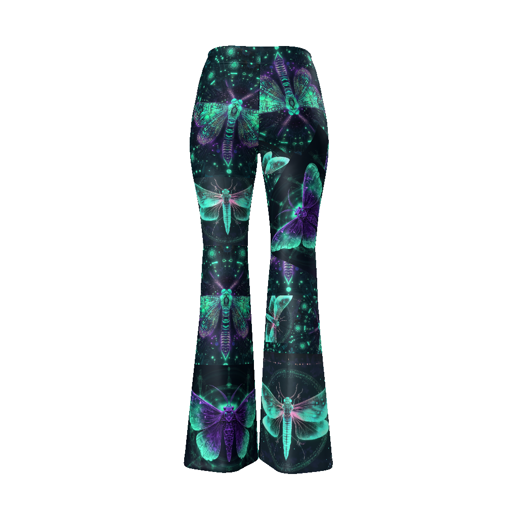 Dragon Fly Moth Insect Sky Glow Leggings All-Over Print Women's Flare Leg Pants