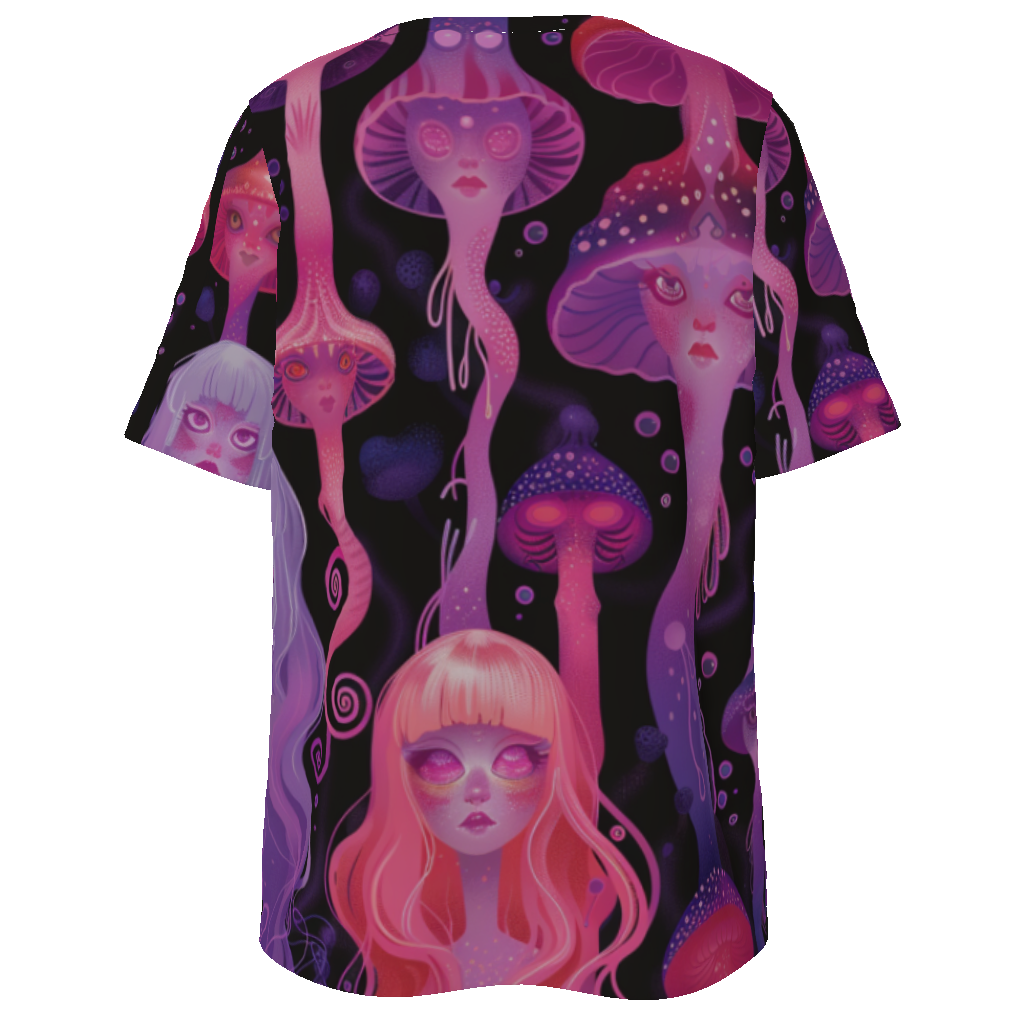 Jellyfish Laavalamp Pastel Lavender Lilac Pink Drip Festival Psy V neck All-Over Print Women's V-Neck Tee