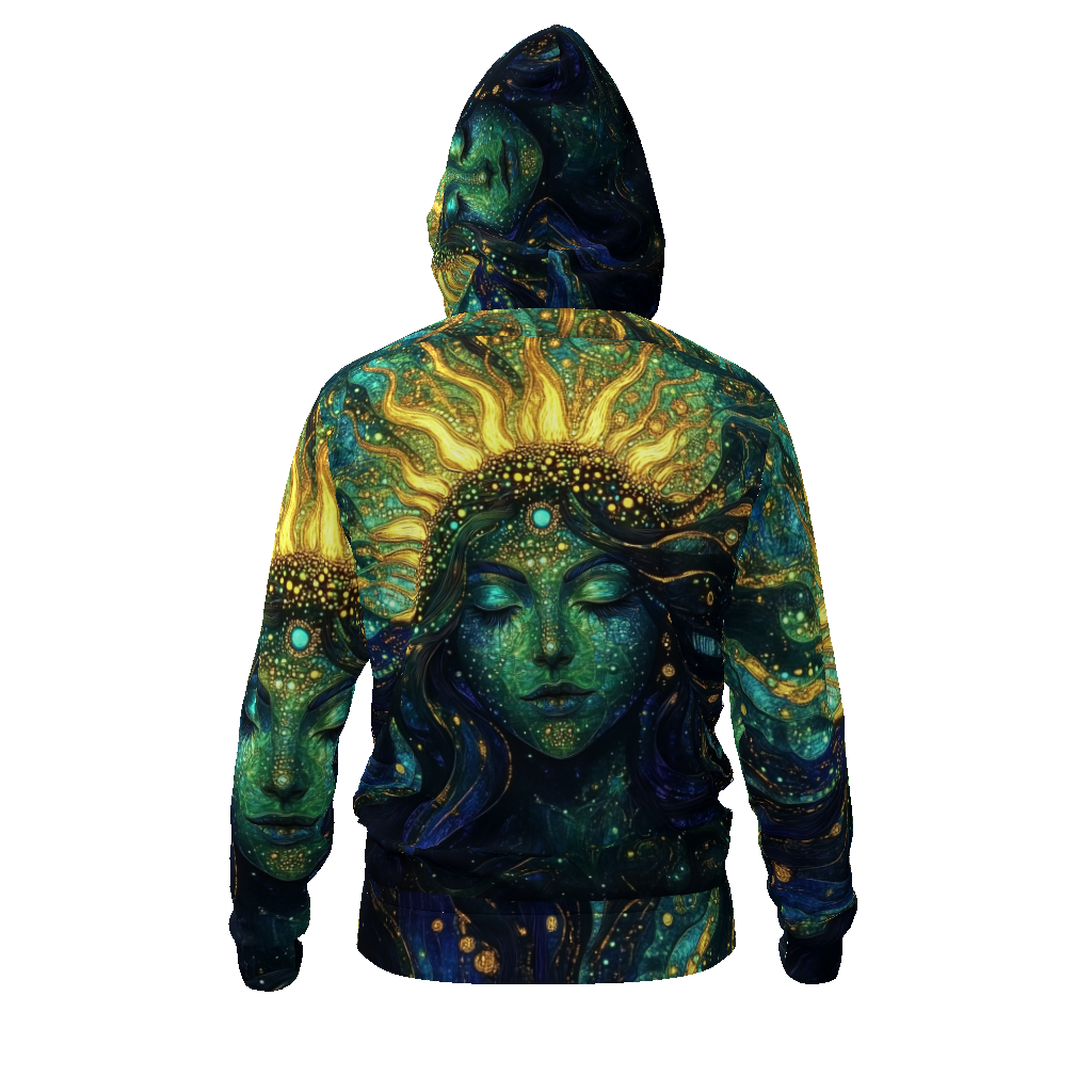 Blue Heart Throat Chakra Solar Neptune Winter Shaman Goddess All-Over Print Men's Zip Hoodie