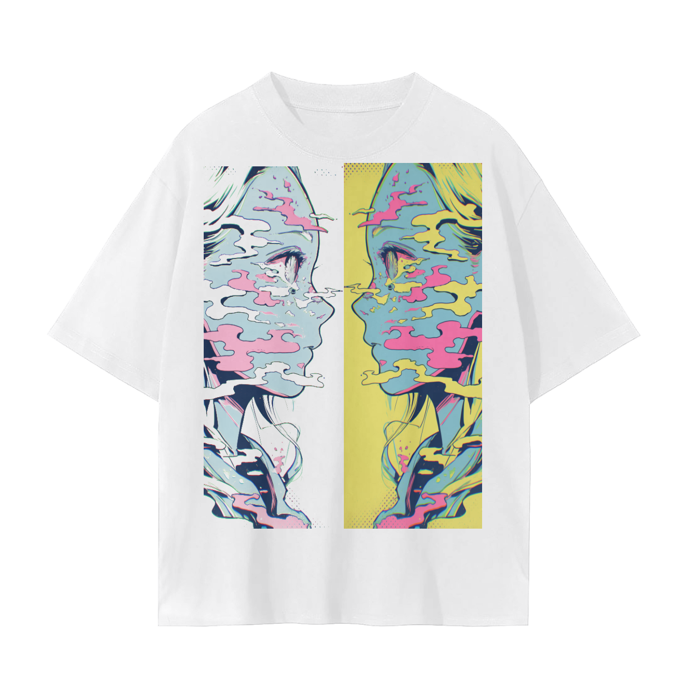 Retro Mirror Anime Soul Twin Psychedelic Swirl Gaze Graphic Tee 1 Unisex Seamless T-Shirt - 230 GSM