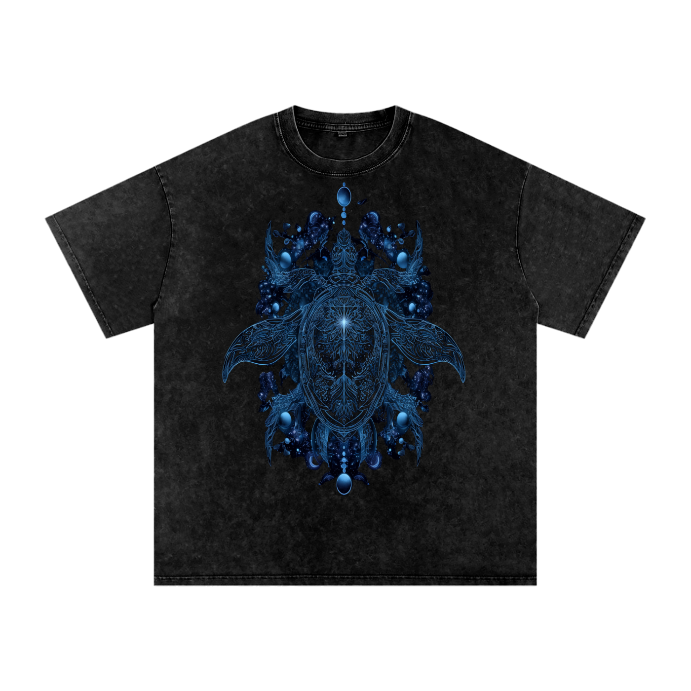 Turtle Constellation Sky Mandala Winter Ice Star Vision Chakra Spirit Guide/ Festival/ Psychedlic Snow Washed Oversized Cotton T-Shirt