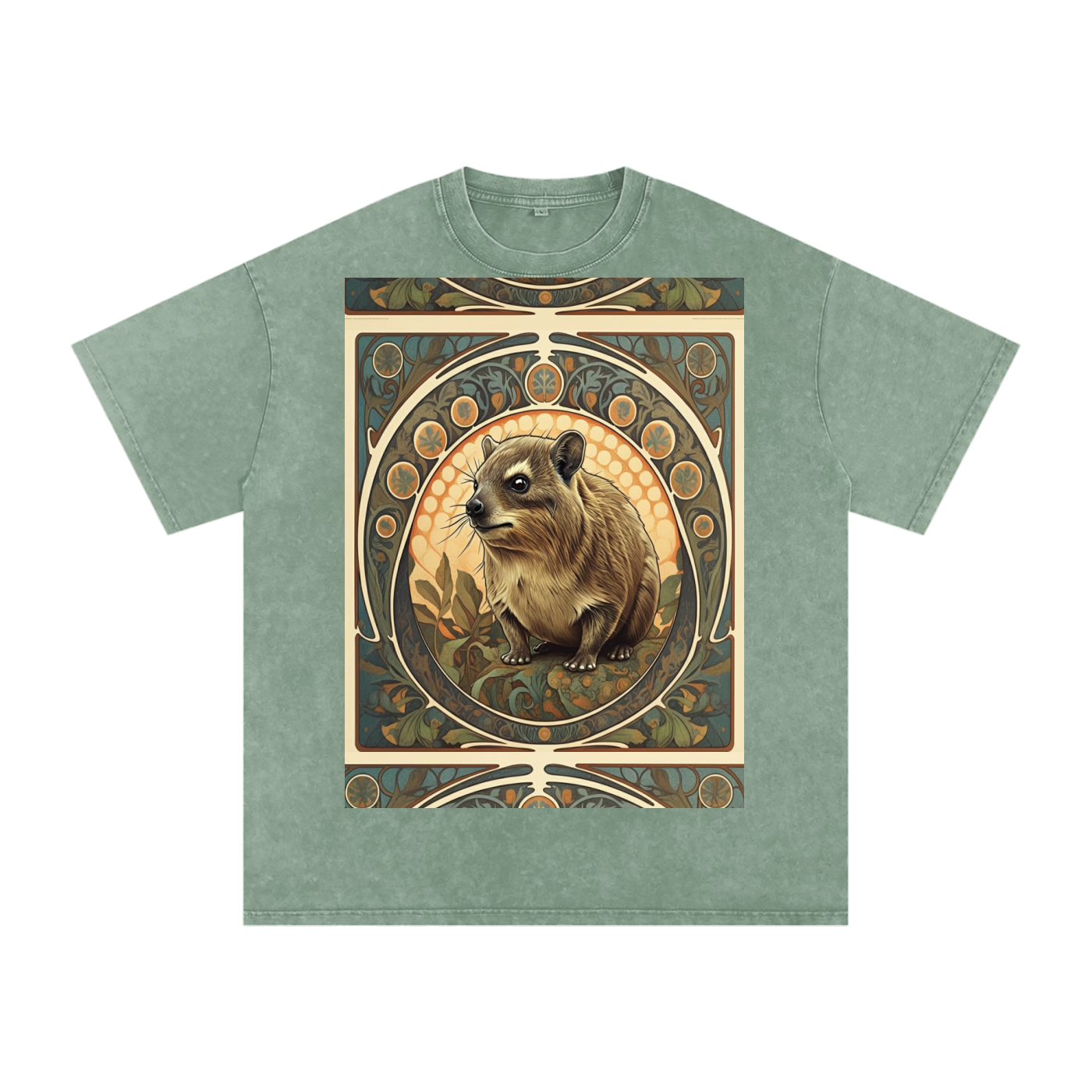 Avant Hyrax of the Western Noveau Gaelic Bordered Rock Unisex t-shirt Snow Washed Oversized Cotton T-Shirt