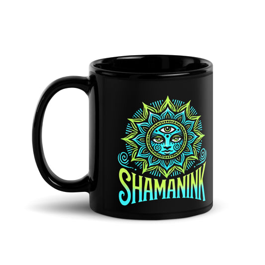 ShamanInk Logo Black Glossy Mug