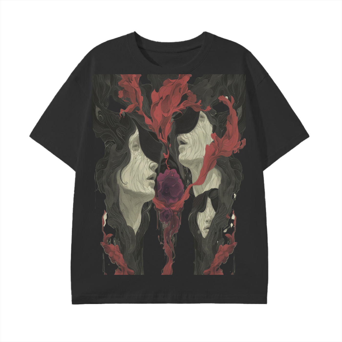 Smoke Drip Face Floral Avant Rock Album Coveresque Art Unisex Tee Unisex Classic T-Shirt -