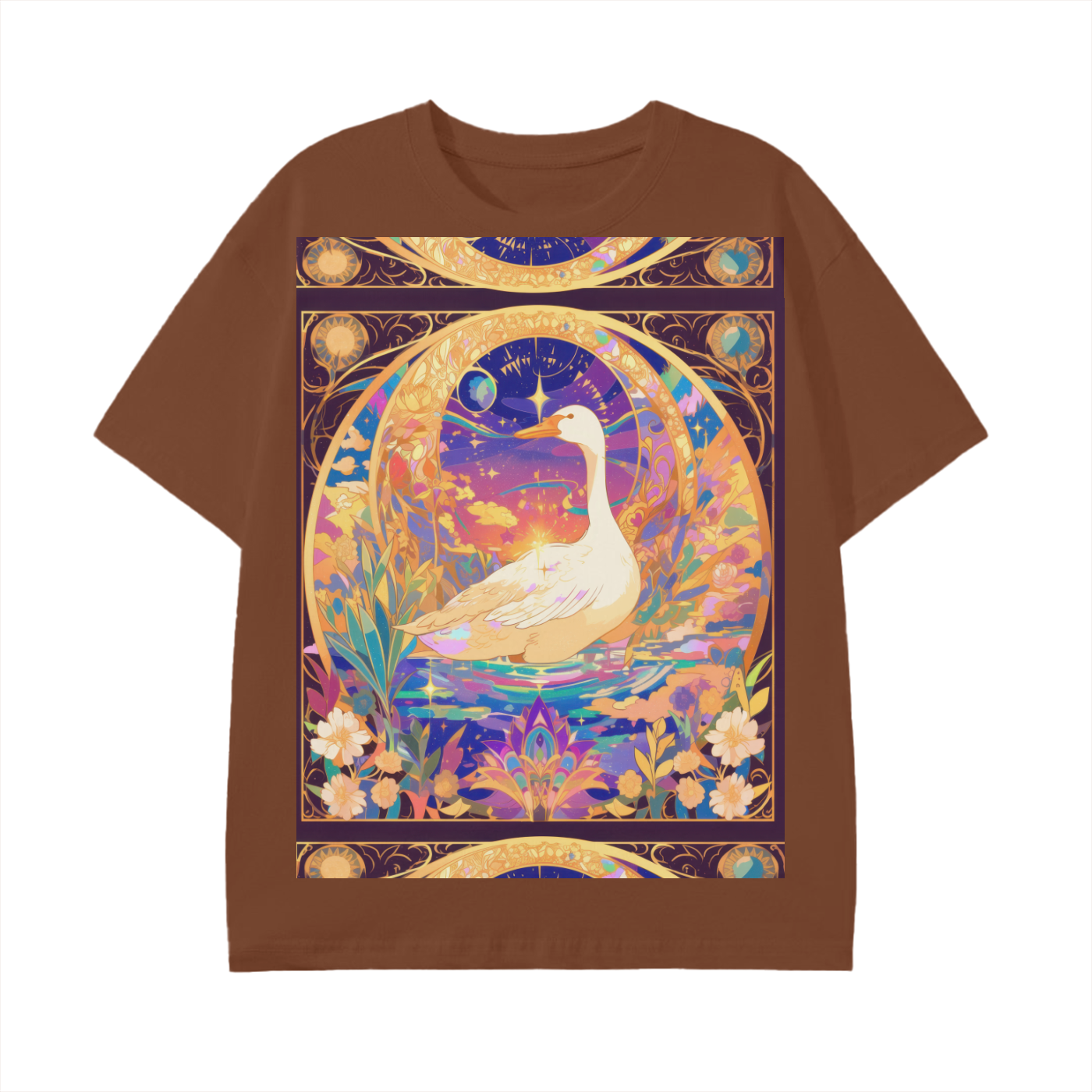 Avant Goose Moon Glow Blossom Boho Celtic Pagan Anime Border Reflective Moon Unisex Graphic Classic T-Shirt