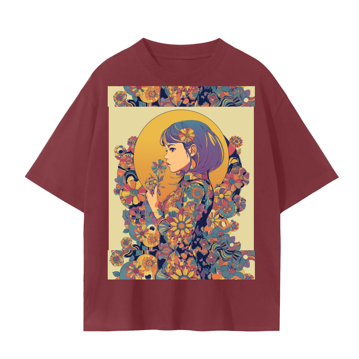 Retro Moon Boho Flapper Nouveau floral flower maiden Unisex Seamless T-Shirt