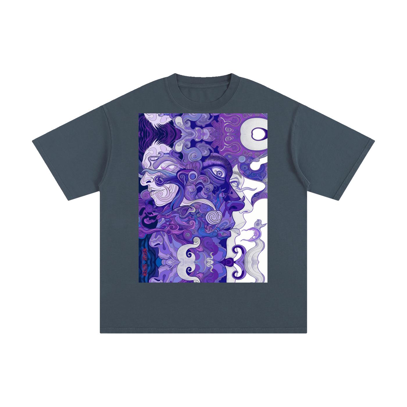 Purple Wave Profile Avant Faces Smoke Swirl Unisex Tee Unisex Vintage Wash Distressed T-ShirtUnisex Pure Cotton T-Shirt