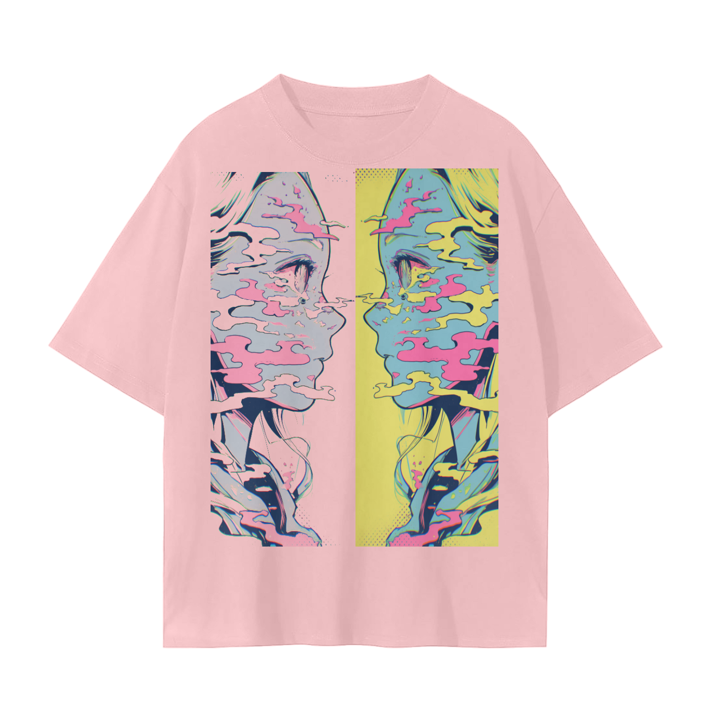 Retro Mirror Anime Soul Twin Psychedelic Swirl Gaze Graphic Tee 1 Unisex Seamless T-Shirt - 230 GSM