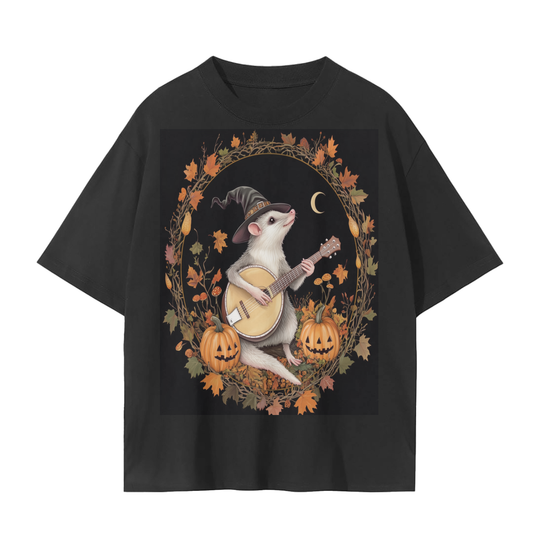 Banjo Fall Pumpkin Leave Opossum Night Unisex Seamless T-Shirt - 230 GSM