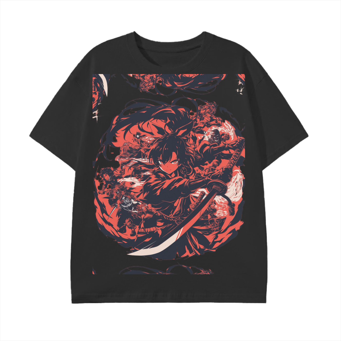 Red Sword Samurai Yokai Batte Smoke anime vision Slash Scene Graphic Shonen Unisex Classic T-Shirt - 180 GSM