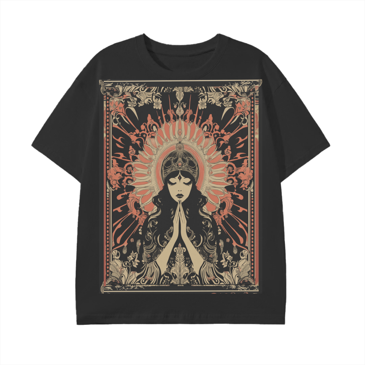Retro mystic art noveau Levant boho prayer festival eace prayer goddess Unisex Classic T-Shirt - 180 GSM
