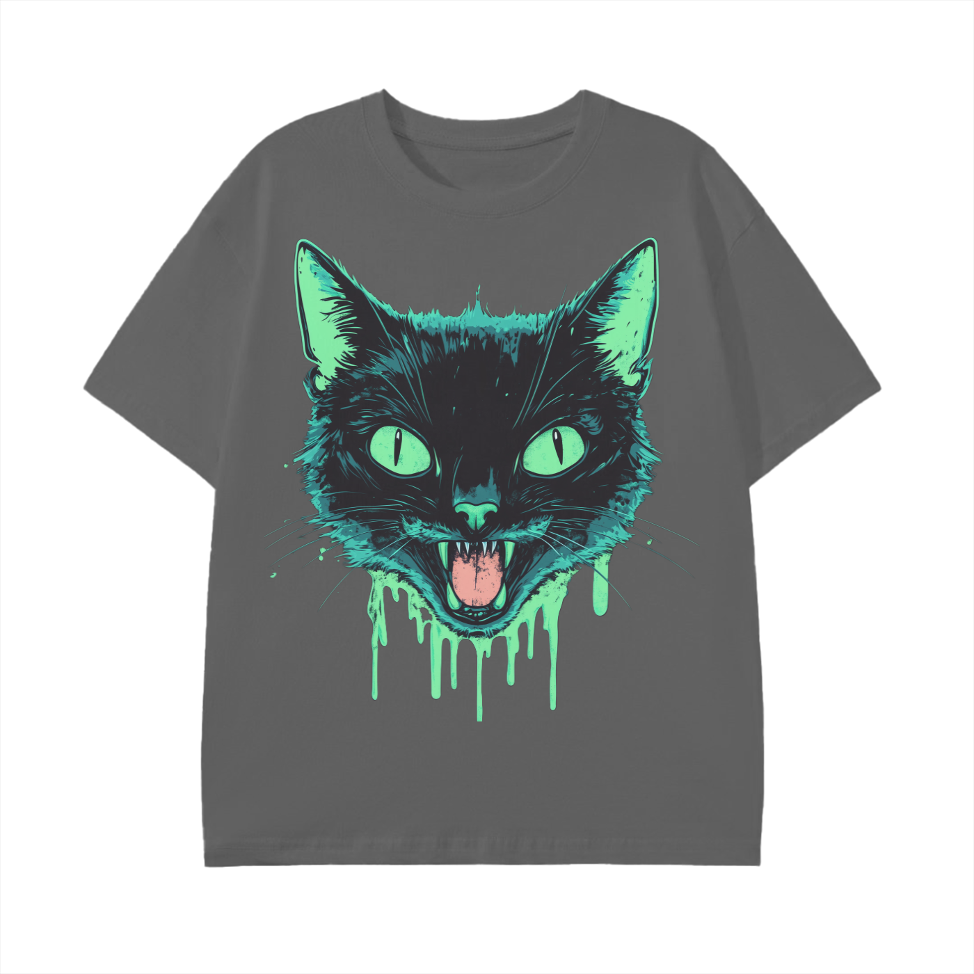 Black Cat Neon Lime Green Goo Punk Grunge Festival Unisex Classic T-Shirt -