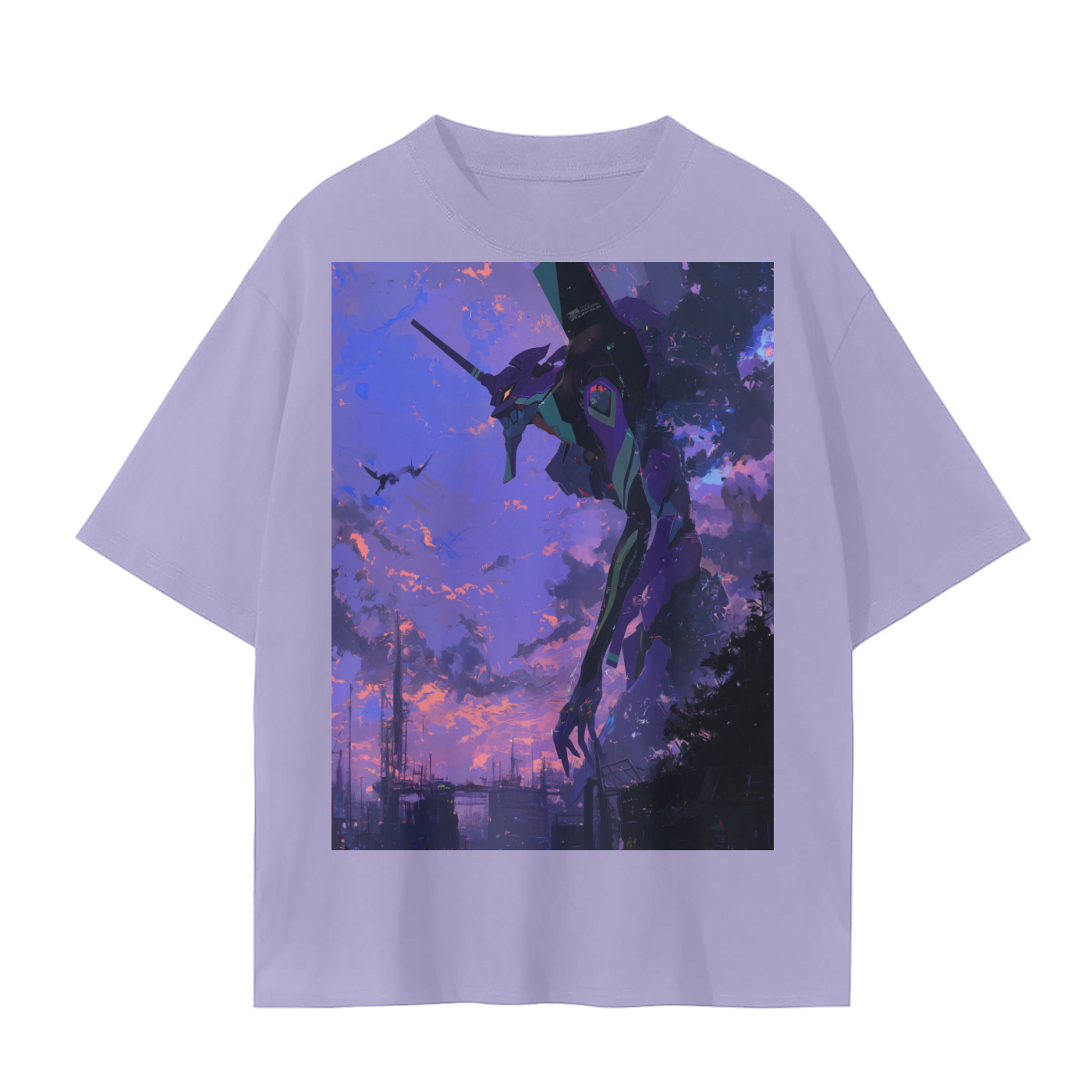 Purple Dark Sky Gundam Mobile Suit Mecca Sunset Onlook Unisex Tee Unisex Seamless T-Shirt - 230 GSM