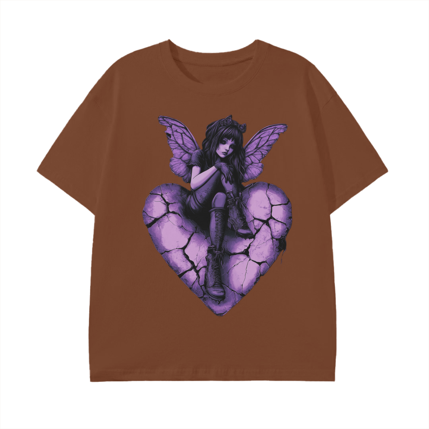 Purple Broken Heart Goth fairy Wings Grunge Punk Unisex Classic T-Shirt -
