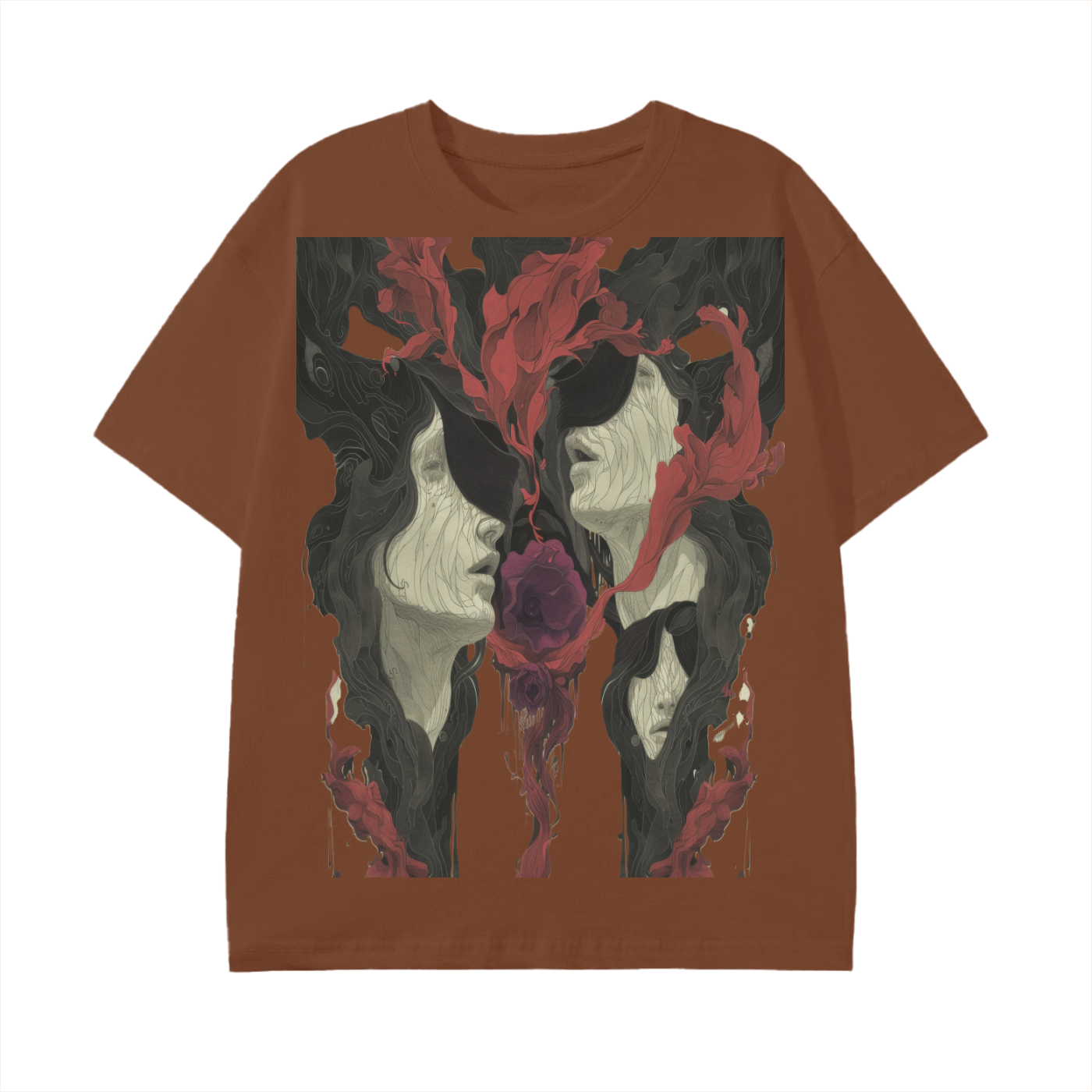 Smoke Drip Face Floral Avant Rock Album Coveresque Art Unisex Tee Unisex Classic T-Shirt -