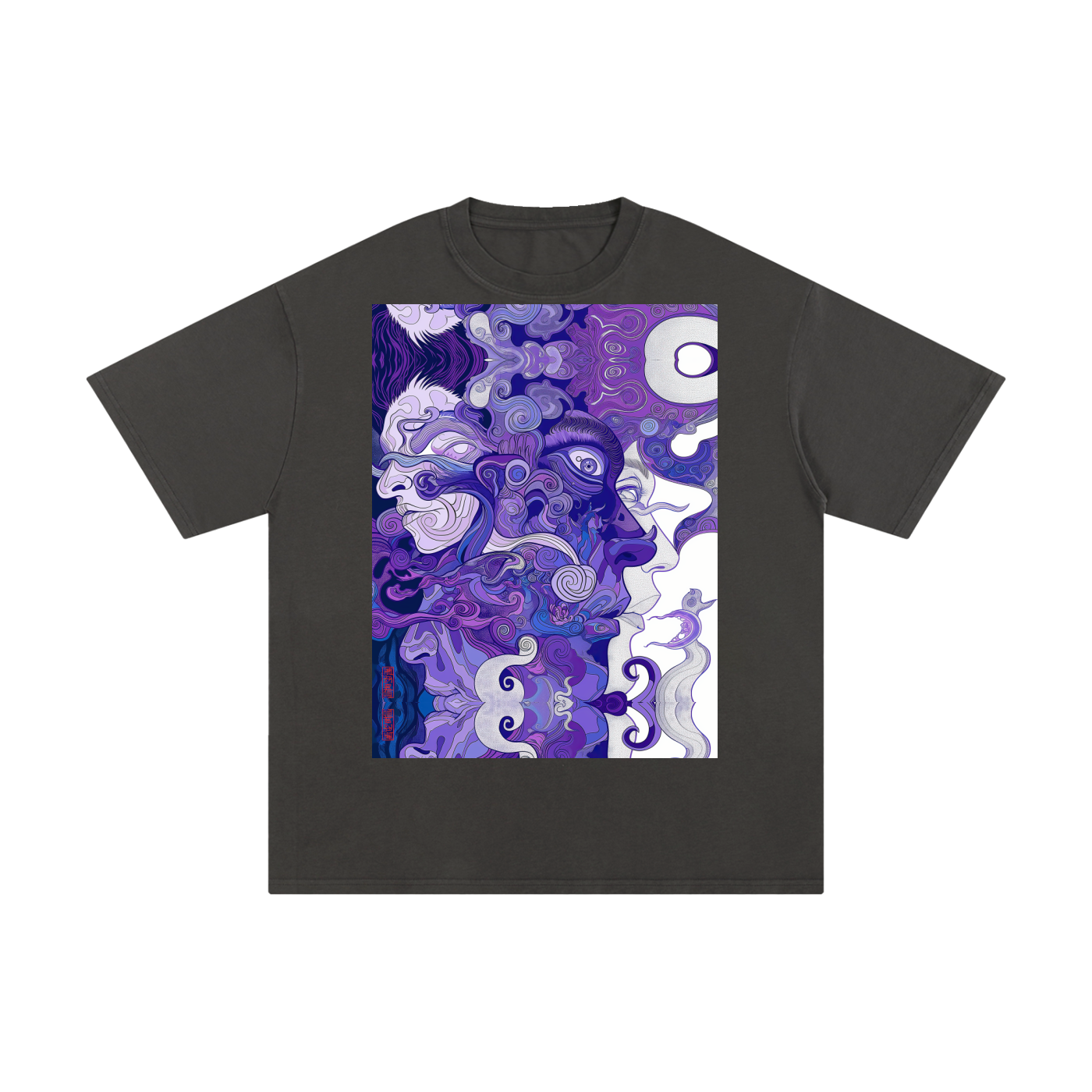 Purple Wave Profile Avant Faces Smoke Swirl Unisex Tee Unisex Vintage Wash Distressed T-ShirtUnisex Pure Cotton T-Shirt