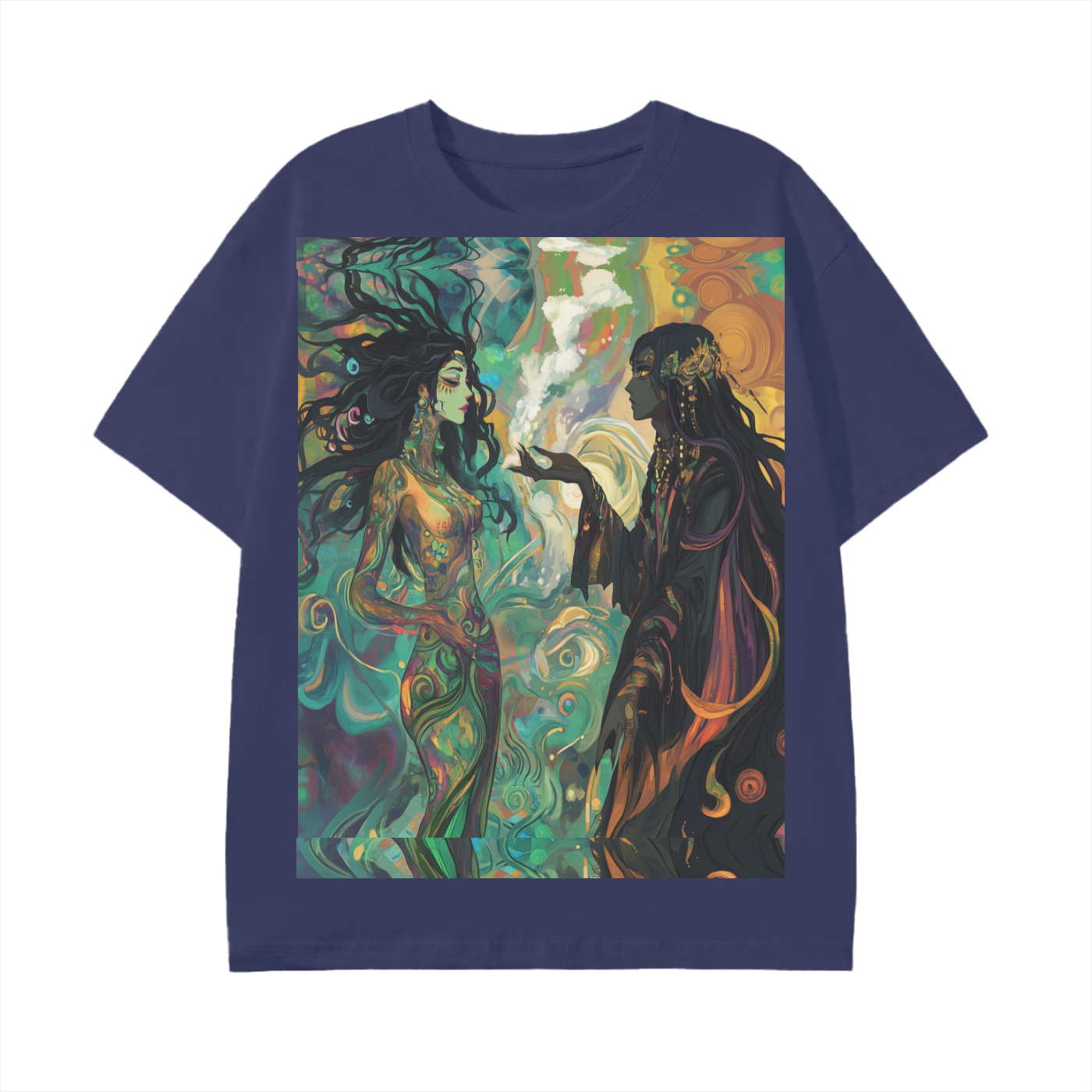 Green Atlantean Akashic Goddess Meets Shaman Realm Wizard Psychedelic Festival EDM Graphic Unisex Classic T-Shirt