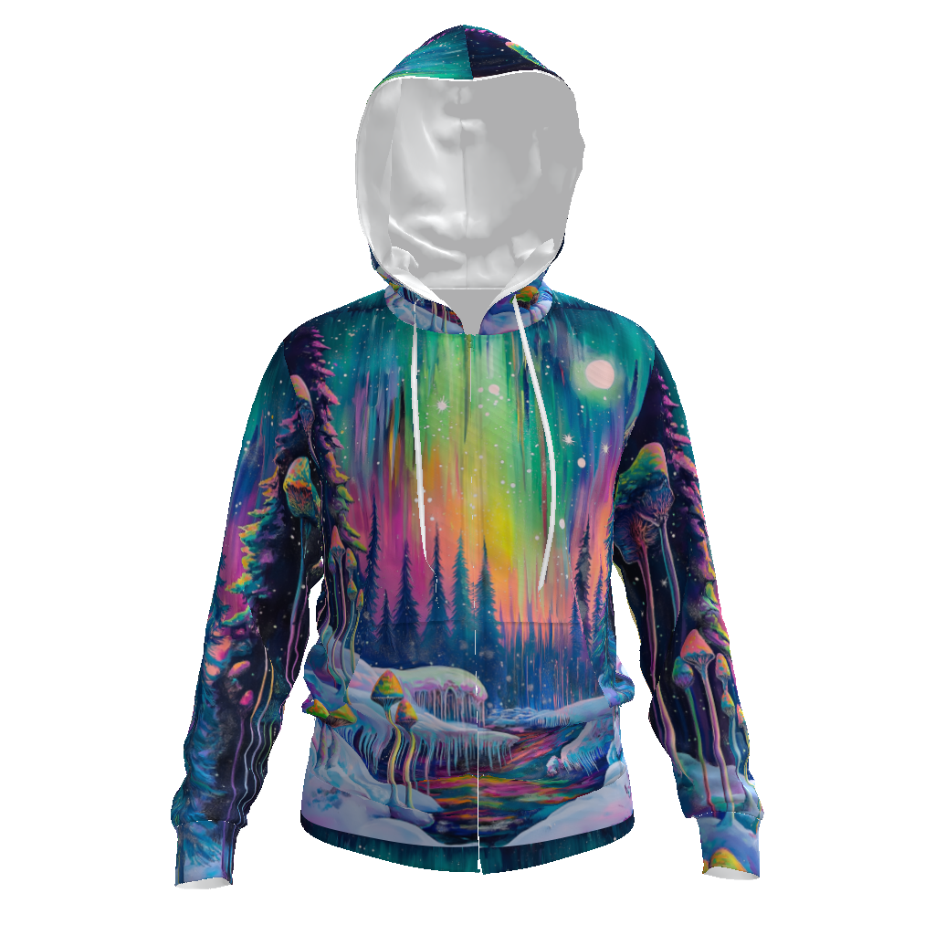 Winter Aura Borealis Psychedelic Scene All-Over Print Men's Zip Hoodie