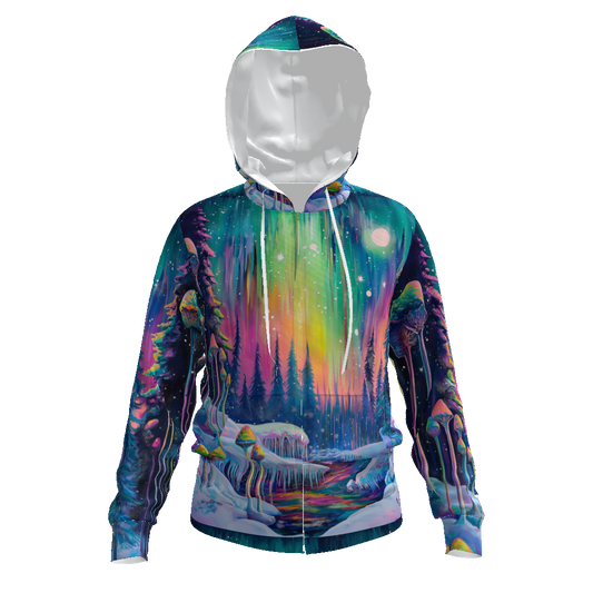 Winter Aura Borealis Psychedelic Scene All-Over Print Men's Zip Hoodie