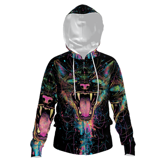 Fractal Cat Space Emerges Psy Geometry Festival EDM All-Over Print Men's Zip Hoodie