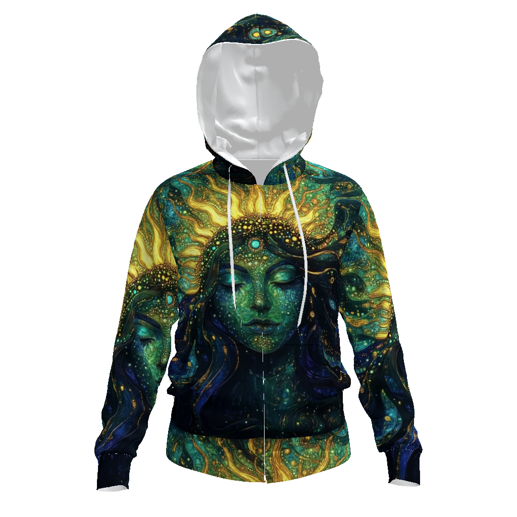 Blue Heart Throat Chakra Solar Neptune Winter Shaman Goddess All-Over Print Men's Zip Hoodie