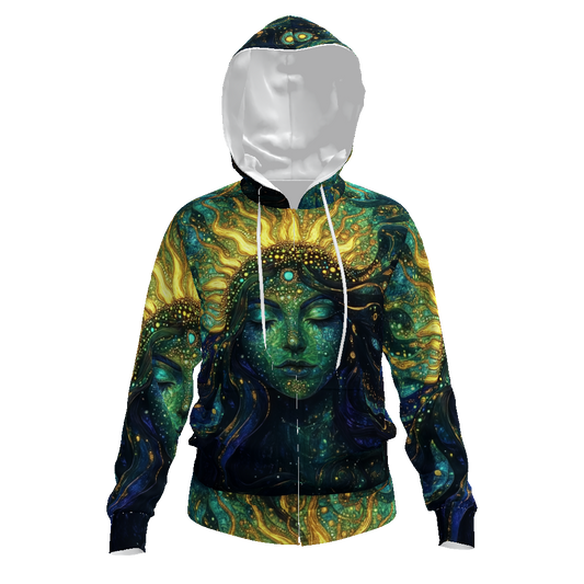 Blue Heart Throat Chakra Solar Neptune Winter Shaman Goddess All-Over Print Men's Zip Hoodie