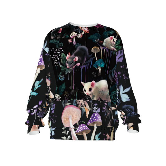 Goth Rose Floral Mushroom Opossum Cottagecore Drip All-Over Print Unisex Oversized Sweatshirt