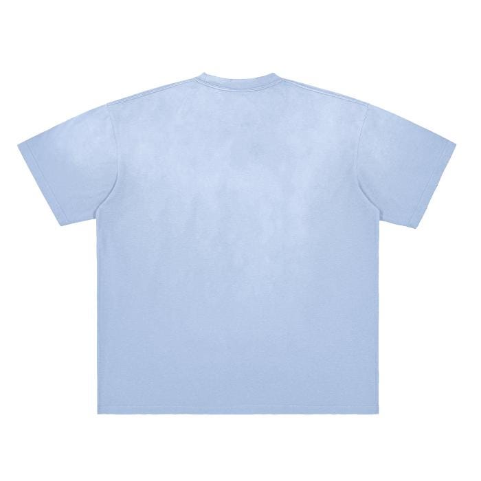 Lavender Purple Boba Tea Coiled Opossum Vintage Oversized Boyfriend Washed Shoulder & Body White Gradient on Aged Frayed T-Shirt -