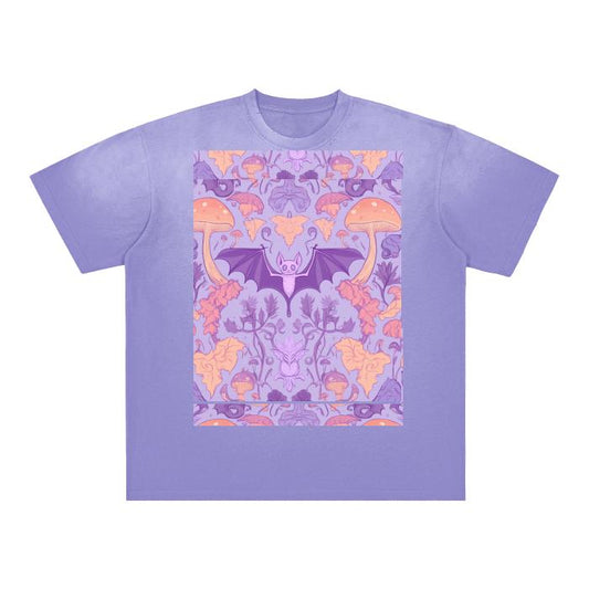 Pastel Goth Renassiance Bat Mushroom Fall Tile Drip Boyfriend Fit Grunge Punk Halloween Cottagecore GoblinCore Vintage Washed Shoulder & Bod